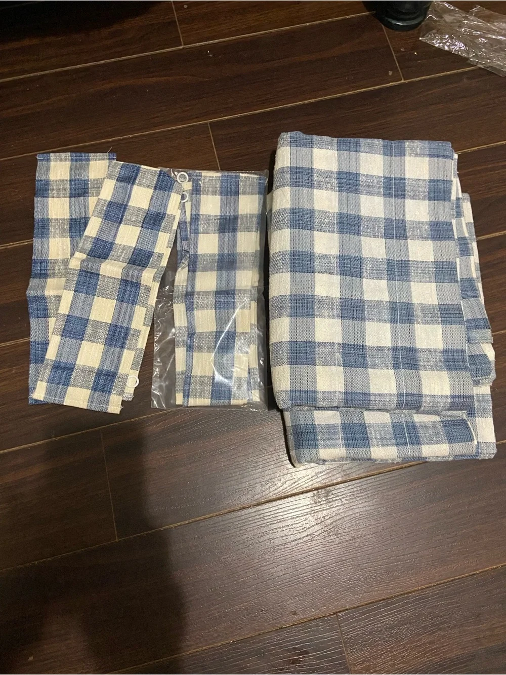Country-style blue plaid blackout curtain valance Set